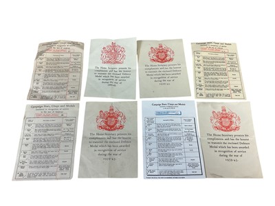 Lot 48 - Collection of eight various Second World War campaign medal slips, (8).