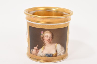 Lot 123 - Paris porcelain coffee can, finely painted with a young woman, circa 1800-10