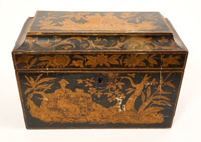 Lot 862 - George III penwork tea caddy