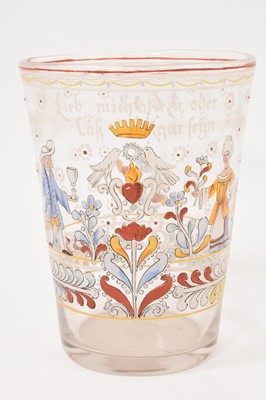 Lot 114 - Continental enamelled glass beaker