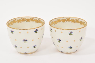 Lot 164 - Pair of Derby tea bowls, painted with cornflowers, circa 1790