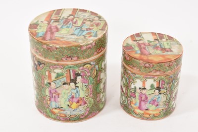 Lot 129 - Two Chinese Canton cylindrical jars and covers