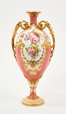 Lot 154 - Royal Crown Derby pink ground ovoid vase
