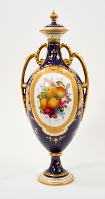 Lot 156 - Royal Crown Derby vase and cover, painted by Cuthbert Gresley, signed