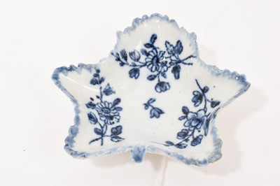 Lot 108 - Bristol blue and white leaf shaped pickle dish, circa 1775