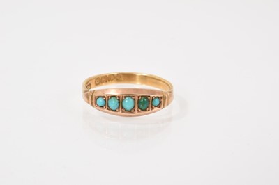 Lot 416 - Edwardian Scottish gold turquoise five stone ring