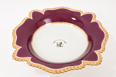 Lot 162 - Flight, Barr and Barr Worcester crested maroon ground centre dish