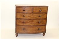 Lot 1336 - Early Victorian mahogany bow front chest of...