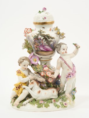Lot 169 - Meissen figural vase and cover, circa 1760