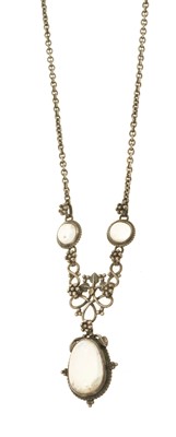 Lot 424 - Arts & Crafts silver moonstone pendant necklace