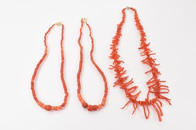 Lot 426 - Three antique coral necklaces