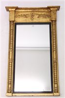 Lot 1339 - Regency gilt gesso pier mirror, rectangular...