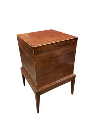 Lot 1349 - George III boxwood line inlaid mahogany cellarette
