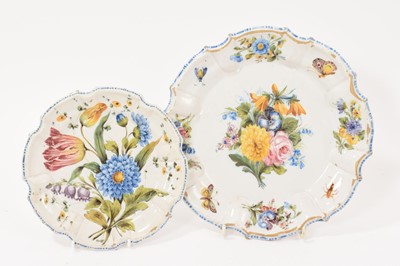 Lot 141 - Two 19th century Italian Nove faience dishes painted with flowers