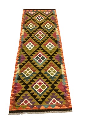 Lot 5368 - Kilim runner with geometric design, 201cm x 67cm