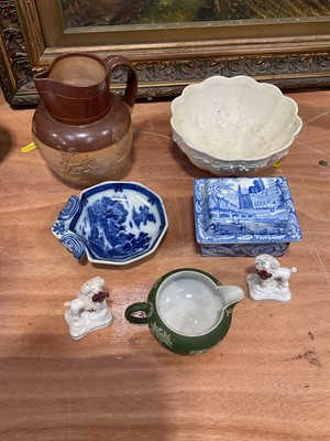 Lot 5173 - Group of 19th century English ceramics, including a Wedgwood creamware bowl, pair of Staffordshire poodles, etc