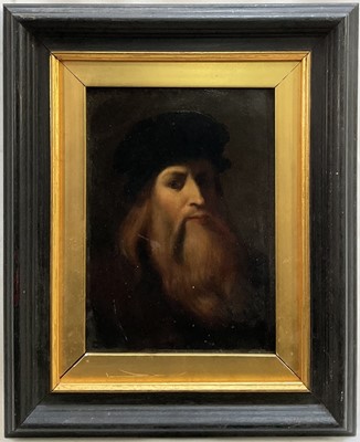 Lot 1124 - Dutch School 19th century, oil on panel, study of the head and shoulders of a bearded man, in black frame, 22 x 16cm
