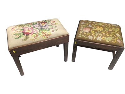 Lot 5370 - Two Victorian foot stools with needle work tops