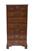 Lot 1346 - Georgian-style oak narrow chest of seven...