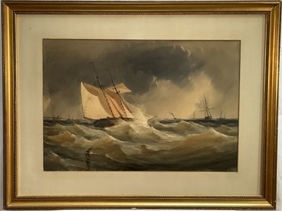 Lot 1145 - F. A. Nettleship, pair of 19th century marine watercolours, 37cm x 57cm, gilt frames