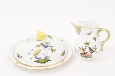 Lot 151 - Herend Rothschild pattern muffin dish, cover and milk jug (2)