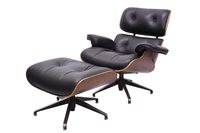 Lot 1349 - Eames-style leather upholstered easy chair of...