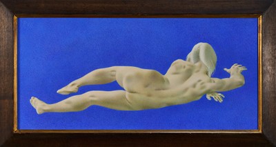 Lot 1120 - *Francis Plummer (1930-2019) egg tempera on board, Woman on her side, signed and dated P. ‘78, 28cm x 60cm, framed