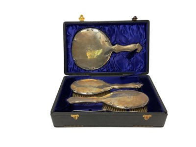 Lot 295 - Edwardian silver mounted dressing table set