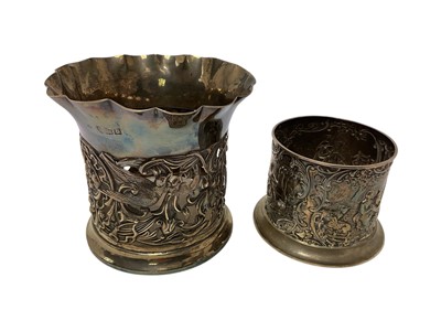 Lot 324 - Late Victorian silver vase / flower pot holder by William Comyns London 1897, and another similar (2)