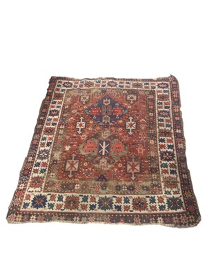 Lot 5383 - Eastern rug with two central medallions on a red, blue and cream ground 169cm x 141cm