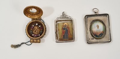 Lot 856 - Pre-revolutionary Russian silver cased travelling icon