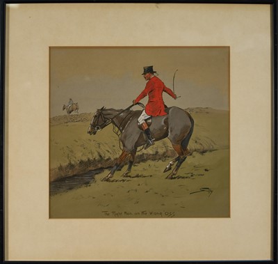 Lot 968 - *Snaffles, Charles Johnson Payne (1884-1967) pair of hand-coloured prints - The Right Man on the Wrong 'Oss and The Wrong Man on the Right 'Oss