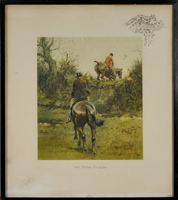 Lot 962 - *Snaffles, Charles Johnson Payne (1884-1967) signed hand-coloured print - The Stone-Faceder, with snaffle blindstamp, 50cm x 44cm, in glazed frame