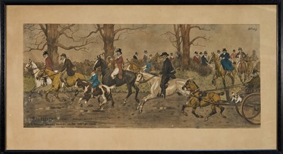 Lot 959 - *Snaffles, Charles Johnson Payne (1884-1967) pair of hand coloured prints - Roadsters and Thrusters, published 1911 by Messrs Fores, 46cm x 86cm and 49cm x 90cm, in glazed frames (2)