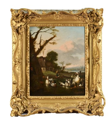 Lot 1167 - Circle of Johannes Lingelbach (1622-1674) oil on canvas - Ducks in a Landscape, bearing signature, 41cm x 33cm, in gilt frame