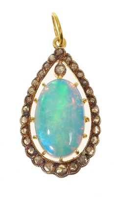 Lot 551 - Victorian style opal and diamond pendant