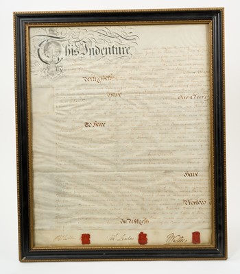 Lot 878 - Theatre history interest: George III indenture relating to playwright Richard Brinsley Sherida