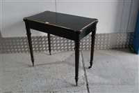 Lot 1375 - Victorian ebonised card table, the fold-over...