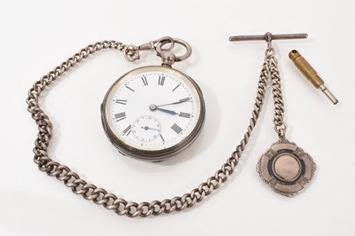 Lot 587 - Victorian silver pocket watch on chain