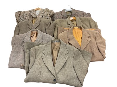 Lot 921 - Seven vintage tweed hacking and sports jackets including Huntsman, John Hardy, Harry Hall, Daks and Harrods