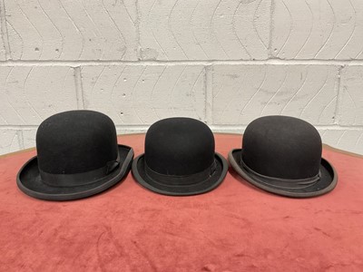 Lot 926 - Vintage Scott & Co riding bowler and two further black bowler hats