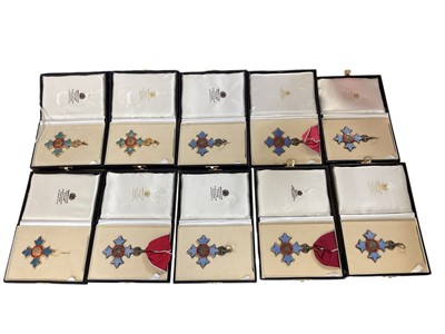 Lot 100 - Collection of ten replica / copy C.B.E. medals, in replica boxes, (10).