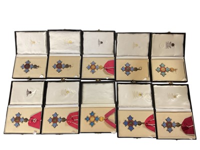 Lot 101 - Collection of ten replica / copy C.B.E. medals, in replica boxes, (10).