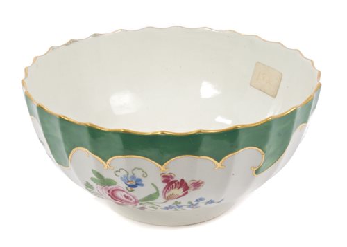 Lot 5 - 18th century Worcester fluted bowl with...