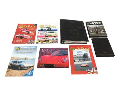 Lot 24 - Collection of various Lotus related items to include Esprit S3 Service notes, owner's handbook, club magazines and other items (1 box).