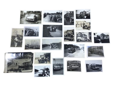Lot 25 - Collection of various black and white photographs of pre-war and later cars (1 box).