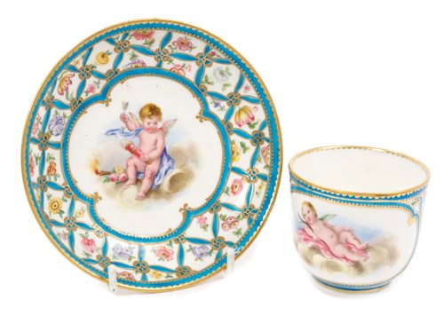Lot 8 - 19th century Sèvres porcelain cup and saucer...