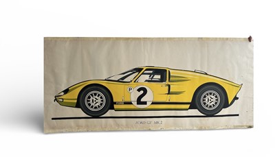 Lot 49 - Very large 1960s poster of a Ford GT40, captioned Ford GT MK.2, believed to have originally been on display in a Ford dealership, 152 x 57cm.