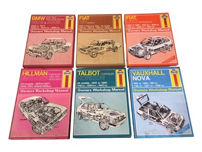 Lot 53 - Two boxes of assorted cars sales brochures and workshop manuals (2 boxes).