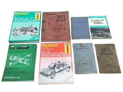 Lot 55 - Two boxes of assorted car sales brochures and workshop manuals (2 boxes).